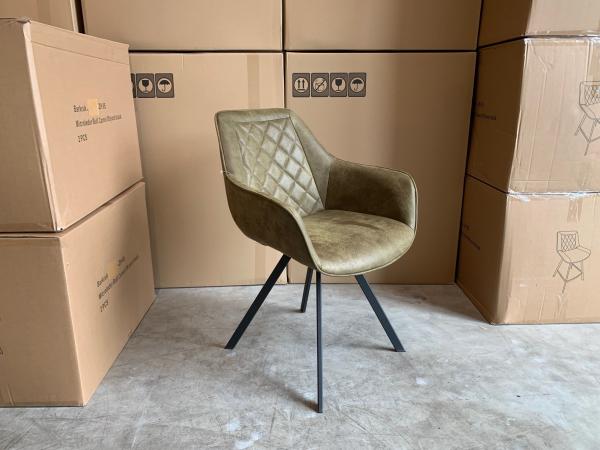 Armstoel Jean (set van 4) Microleder - Mos - Groen