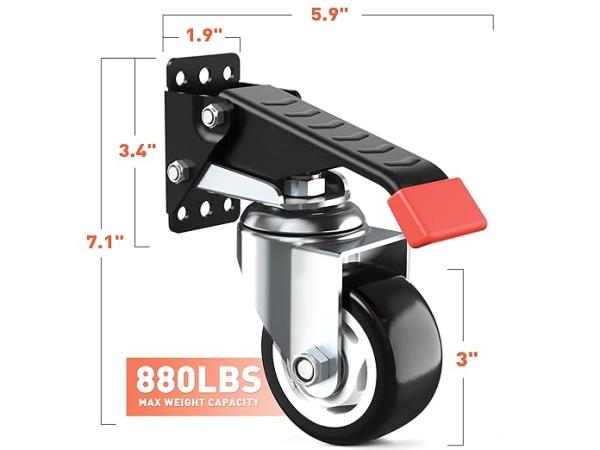 Veiling - Workbench casters Kit 400kg - Zwenkwielen