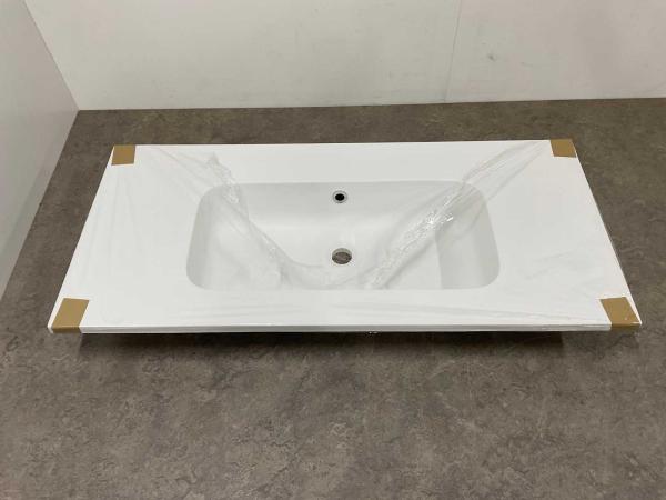 Lusso wastafel zonder kraangat 100cm matwit