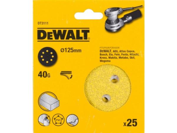 5X DeWalt Schuurschijf, Ø125mm D26453 K40 DT3111-QZ