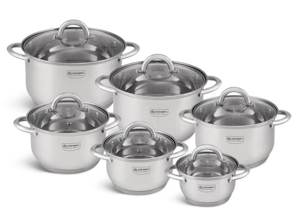 Pannenset - RVS - 12 delig - Voorzien Van 5-Laags Bodem!