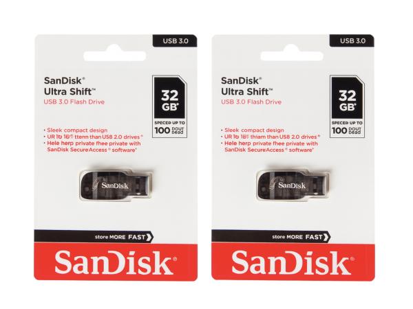 2x Sandisk usb-stick ultra shift 32GB