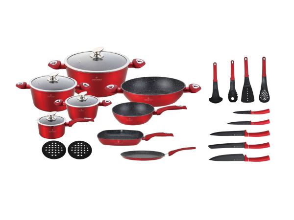 Edënbërg Pannenset Keramisch-Marmer – 23-delig –Keukengerei