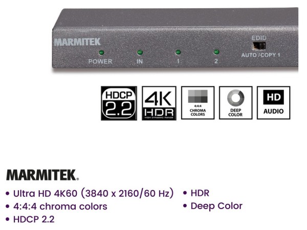 Marmitek Split 612 UHD 2.0 HDMI splitter 4K 60Hz2