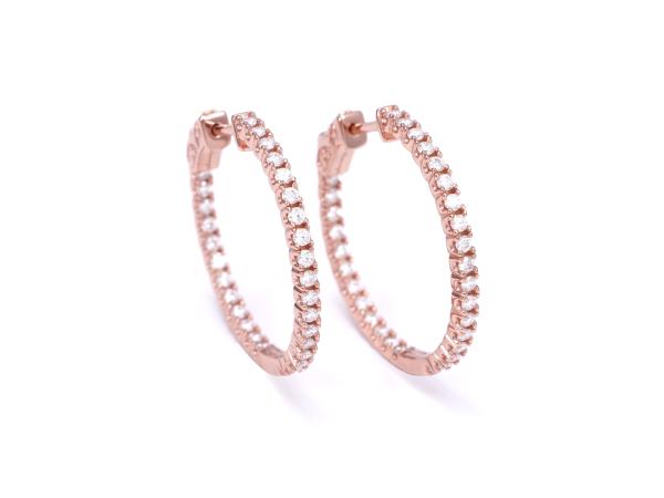 Rose gekleurde creolen briljanten moissaniet 1.80 carat