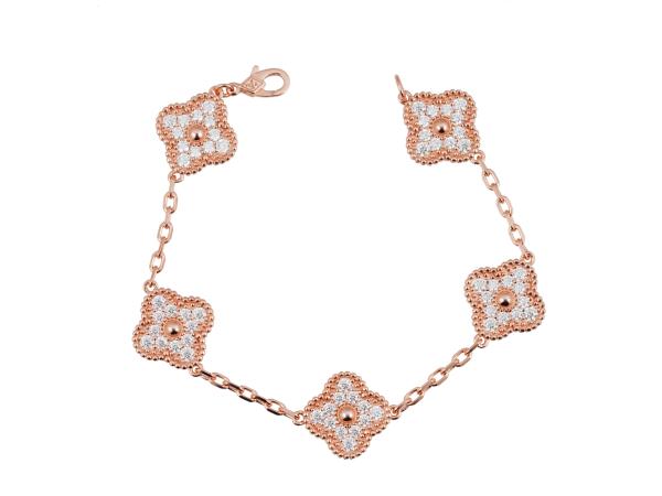 Rosékleurige armband bezet met briljanten moissaniet