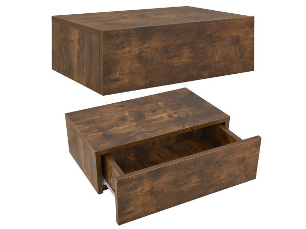 Zwevend Nachtkastje - Houtkleur - Incl. Lade - Set van 2