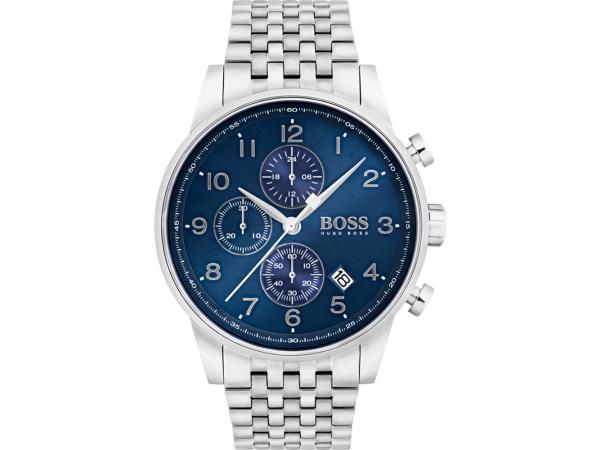 Hugo Boss Horloge Navigator Zilver/Blauw 44mm