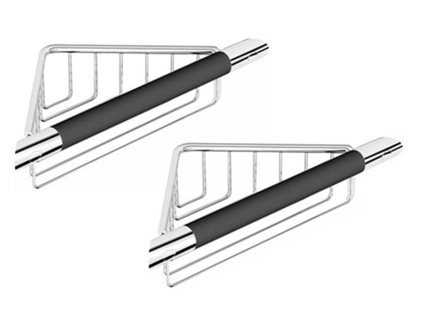 2x Beaux hoekkorf met wandgreep Ulis zwart chroom