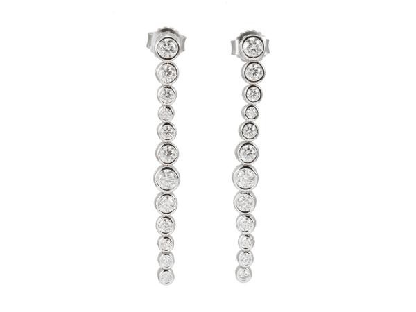 Zilverkleurige oorhangers briljanten moissaniet 2.00 carat