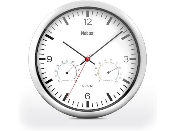 Wandklok van Kwarts met Thermometer en Hygrometer