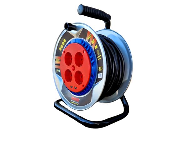 Boxer Kabelhaspel USB - 4 Stopcontacten - 25 meter - 3x2,5mm