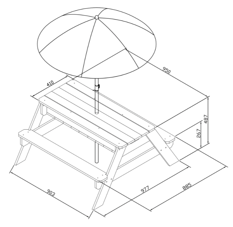 Axi Nick Zand & Water Picknicktafel 95x97x48cm Hout Antraciet aanbiedingen