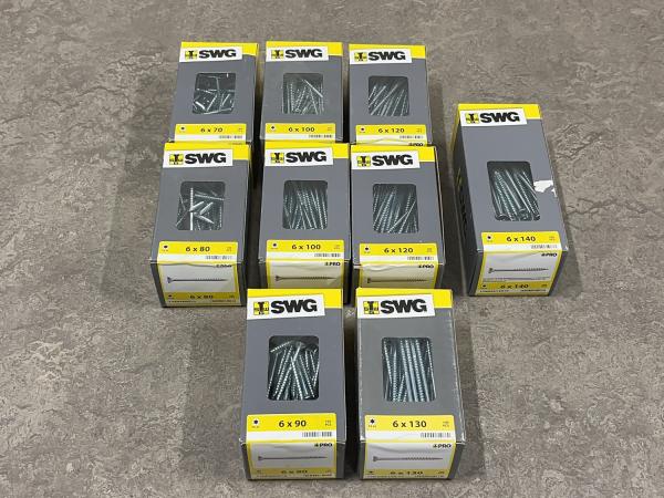 SWG spaanplaatschroeven set 9-delig