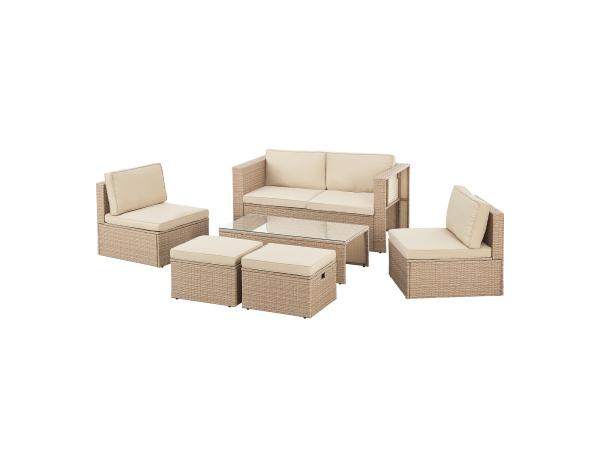 Polyrotan Loungeset / Tuinset Salou - Crème