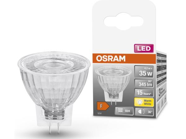 2x OSRAM LED spot GU4 4,2W 345lm 12V warm wit