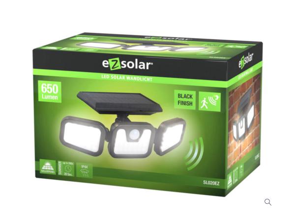 EZ Solar LED straler solar 700lm met bewegingssensor zwart