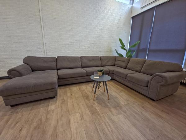 Luxe XXL U Bank stof in Bruin