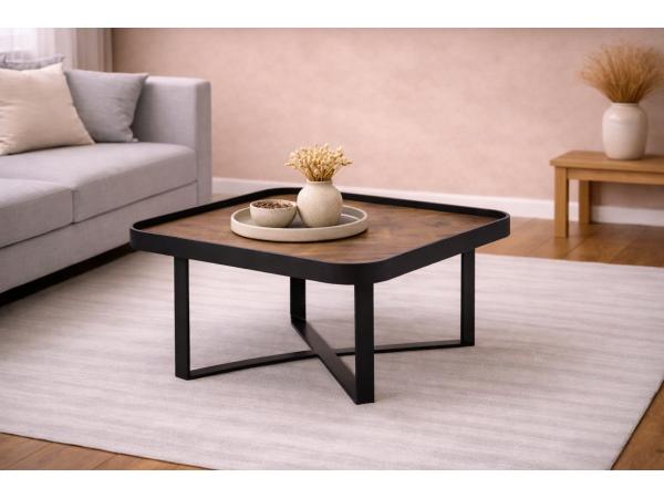 Salontafel Hanna natural - Hout - Poot metaal zwart 