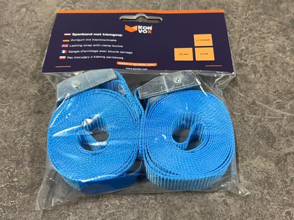 10x Konvox Spanband met klemgesp 25mm x 2,5 m set 2-delig