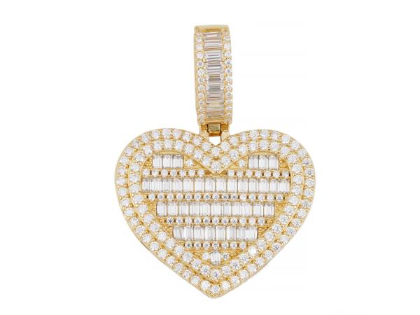 Goudkleurige hanger hart met briljanten moissaniet