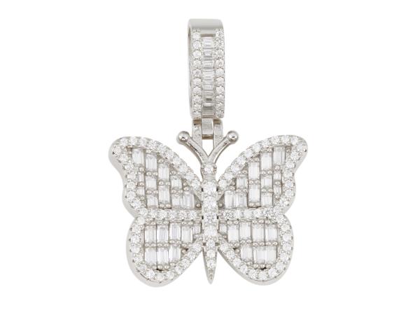 Zilverkleurige hanger vlinder met briljanten moissaniet