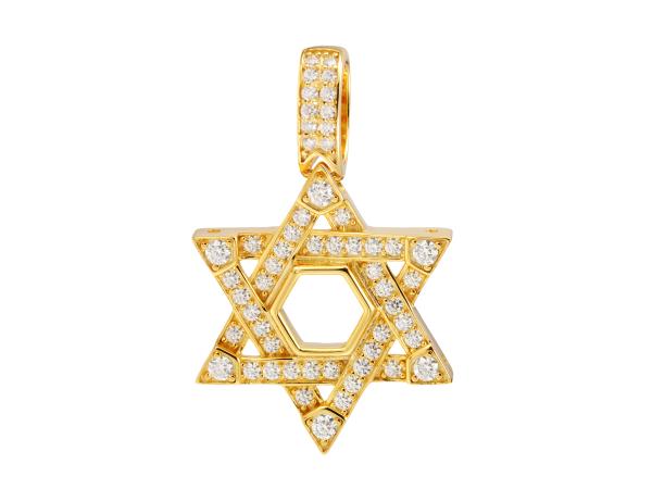 Goudkleurige hanger stervorm met briljanten moissaniet