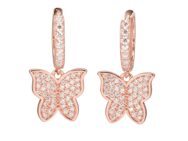 Rosékleurige vlindervormige oorbellen moissaniet