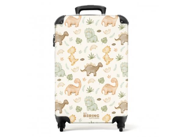 Koffer - Dino patroon in pastelkleuren