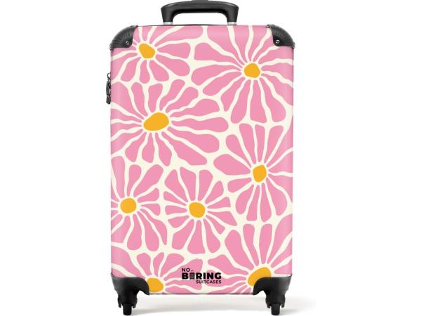 Handbagage koffer lichtgewicht roze bloemen