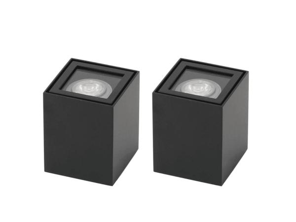 2x Base on opbouwspot GU10 kantelbaar 80x80mm zwart