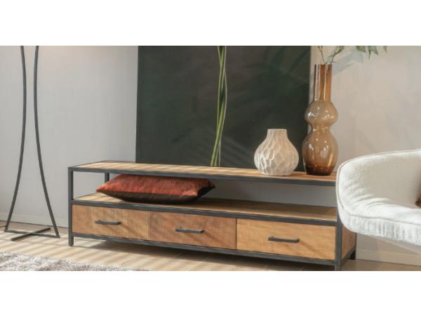 Luxe Teak TV Meubel + 3 Lades 150x45x35