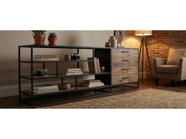 Luxe Teak Kast met 4 Lades 180x40x90cm