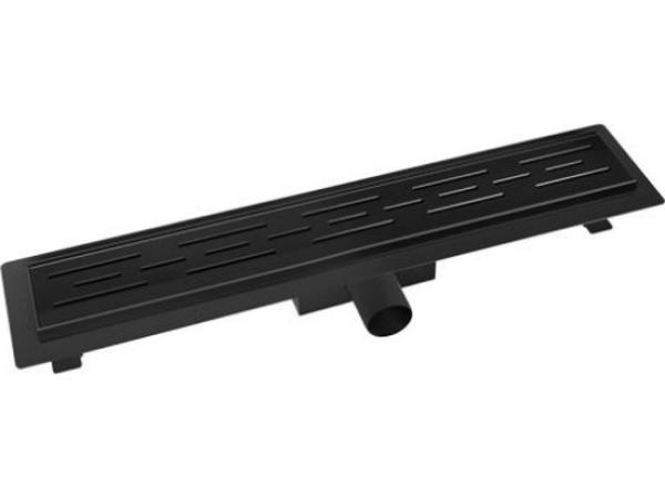 Douchegoot - Met Flens & Rooster - 50 x 7 cm - Mat Zwart