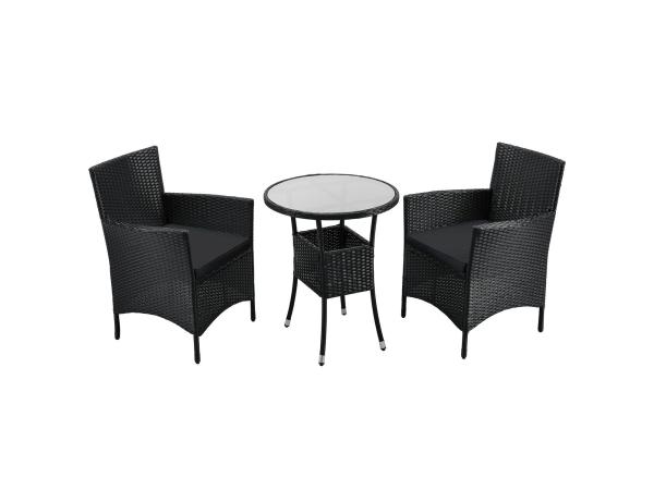 Balkonset polyrotan - Bayamo - 3 delig -Zwart