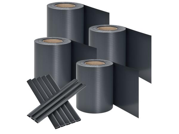 PVC Privacystrips - 4 stuks - Antraciet