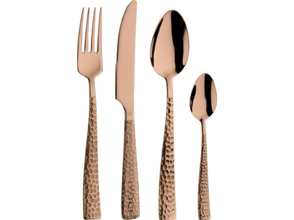  Bestekset rose goud 24-delig hamered 	