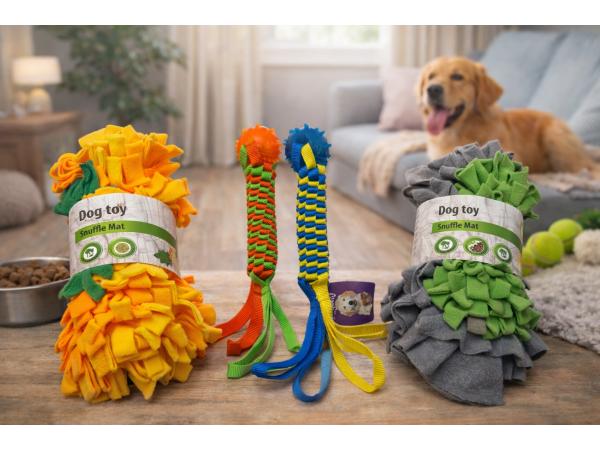 4x hondenspeelgoed snuffelmat & trekspeelgoed