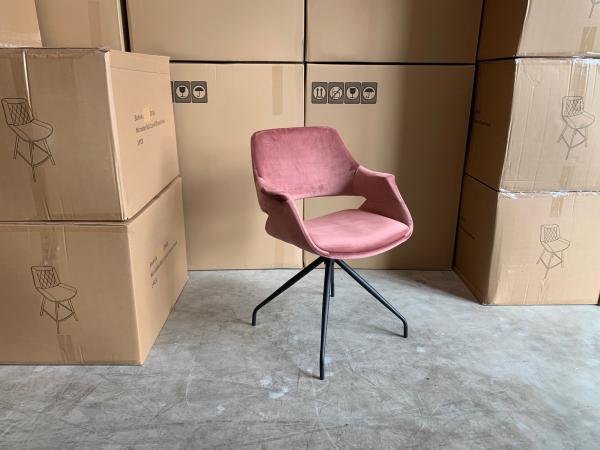 Eetkamerstoel Kenny (set van 4) Draaibaar - Velvet - Roze