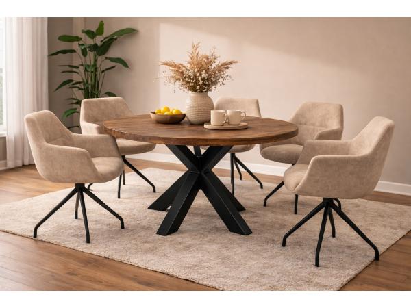 Eettafel Meta Rond - Diameter 150 - Hout - Matrixpoot