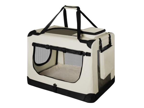 Hondentransportbox S opvouwbaar 34 x 50 x 36 cm beige