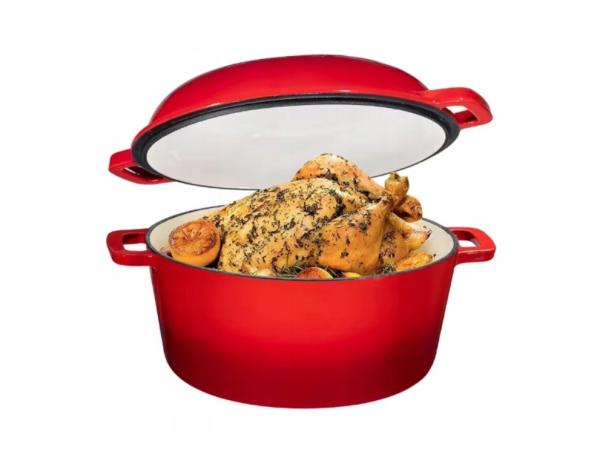 Geëmailleerde Gietijzeren Braadpan 2-in-1 – 4,5 L + 1,5 L