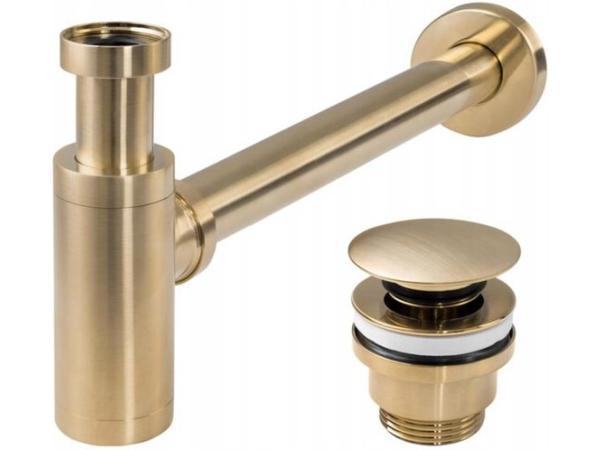 Wastafelsifon met afvoerplug - Geborsteld Goud