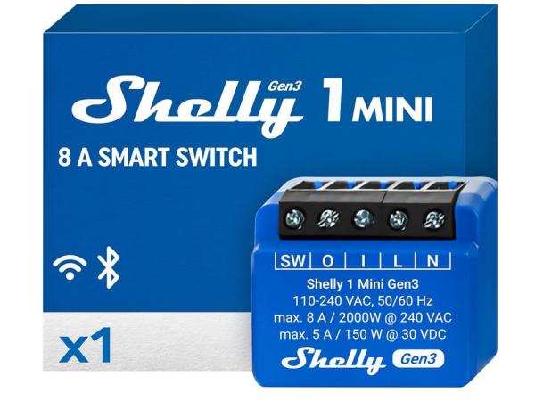 Shelly 1 Mini Gen3 – Micromodule Wi-Fi Schakelrelais