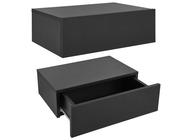 Zwevend Nachtkastje - Zwart - Incl. Lade - Set van 2