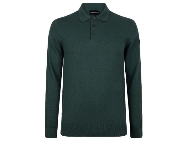 Presly &amp; Sun Brad Long Sleeve Knitted Polo Dark Green - L