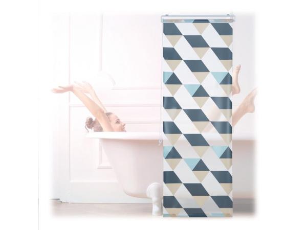 Douchegordijn - 60 x 240 cm - driehoek design - kettinkje