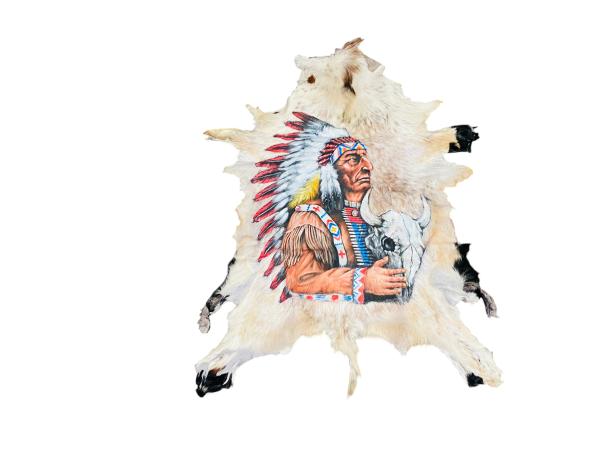 Decoratieve Huid met Beschildering Indiaan & Buffelschedel