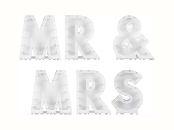 Ginger Ray - Ballonstandaard Mr & Mrs - Wit - Per Set