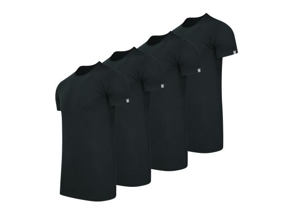 Cappuccino Italia 4-Pack T-shirts Ronde Hals Zwart - Extra Lang - XXL